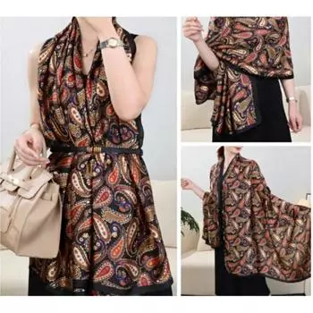 Женский тонкий шелковый шарф с солнцезащитным эффектом для весны и лета