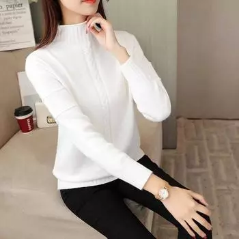 Женский тонкий теплый полуводолазный пуловер, свитер, черная тонкая вязаная нижняя рубашка, пальто XXL