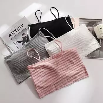 Женский топ без рукавов, нижнее белье на груди, жилет с тонкими бретелями и накладкой на грудь Tide чёрный