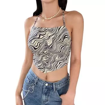 Женский топ без рукавов с открытой спиной и треугольным шарфом M