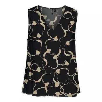 Женский топ без рукавов с v-образным вырезом и принтом VERO MODA XS чёрный