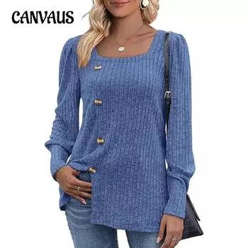 Женский топ больших размеров с квадратным вырезом и рукавами-фонариками в полоску с длинными рукавами S армия зеленый