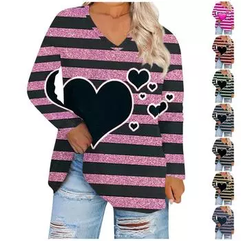 Женский топ большого размера с v-образным вырезом, повседневные свободные удобные футболки с длинными рукавами с принтом, топы XXL зелёный