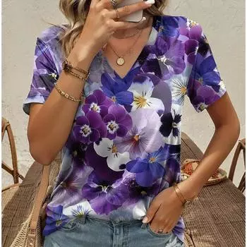 Женский топ, футболки с принтом кота, женская одежда большого размера, футболки, летние топы с v-образным вырезом, рубашка, оригинальный дизайн, милые футболки с животными S