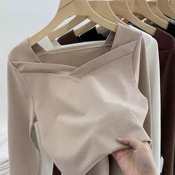 Женский топ из немецкого бархата с квадратным воротником, облегающий, нестандартной формы, осень/зима 2024 г. M