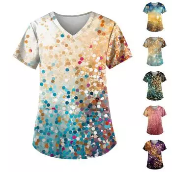 Женский топ-карман с струящимся золотым принтом и имитацией пайеток XXL розовый