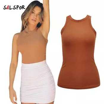 Женский топ, летние без рукавов с круглым вырезом, обтягивающие спортивные нитки, модный жилет, облегающие футболки, футболки