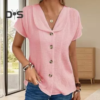 Женский топ, летний однотонный элегантный удобный кардиган на пуговицах, женский топ с воротником с лацканами, женский топ M белый