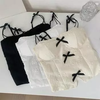 Женский топ-майка с бантом и накладкой на грудь One Size