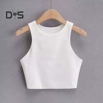 Женский топ на бретельках, летний повседневный однотонный топ без рукавов, облегающий женский жилет с круглым вырезом для повседневной носки M фиолетовый