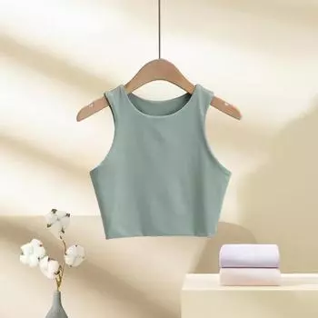 Женский топ на бретельках, летний повседневный однотонный топ без рукавов, облегающий женский жилет с круглым вырезом для повседневной носки M белый