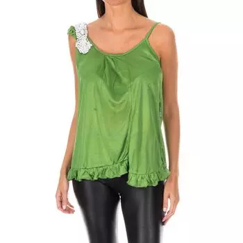 Женский топ на тонких бретельках с оборкой BDM0426 L зелёный