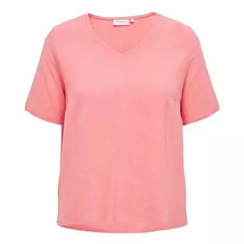 Женский топ ONLY CARMAKOMA с короткими рукавами и v-образным вырезом 42 розовый