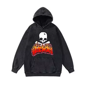 Женский топ, промытый старый свитер, однотонный свитшот, готическая толстовка с капюшоном для пары M