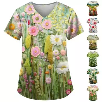 Женский топ с 3D-вышивкой и цветочным принтом XXXXXL