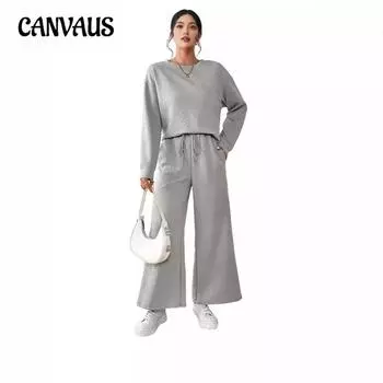 Женский топ с длинным рукавом, большой размер, свободный, простой, текстурированный, однотонный, повседневный костюм, осенний, текстурированный, спортивный, со шнурком, брюки, костюм S белый