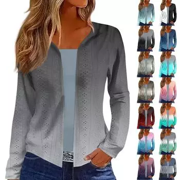 Женский топ с длинным рукавом и принтом, повседневная мода на выходные, тонкий кардиган, блузка XXL синий