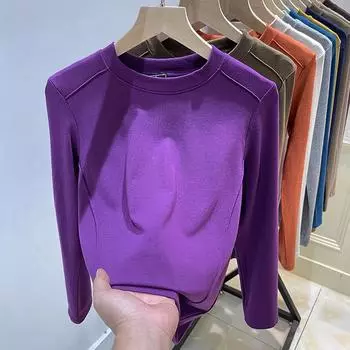 Женский топ с длинным рукавом и швами в европейском стиле, приталенный - Коллекция Осень 2025 Extra Large