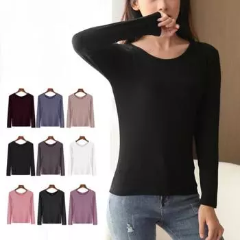 Женский топ с длинным рукавом, однотонная футболка на весну и осень M розовый