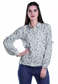 Женский топ с длинным рукавом с принтом Moomaya Classic CollarA SummerA Button Up L baby голубой
