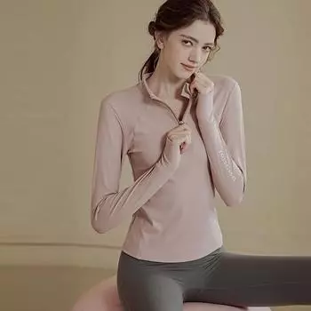 Женский топ с длинными рукавами и половиной молнии для йоги, тонкий эластичный быстросохнущий дышащий однотонный топ для спортзала, спортивной одежды для йоги S