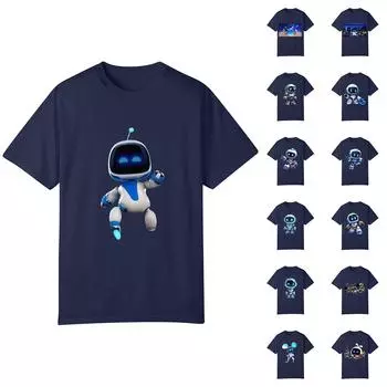 Женский топ с коротким рукавом и принтом на шее L синий