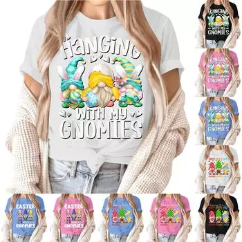 Женский топ с коротким рукавом и принтом на шее M