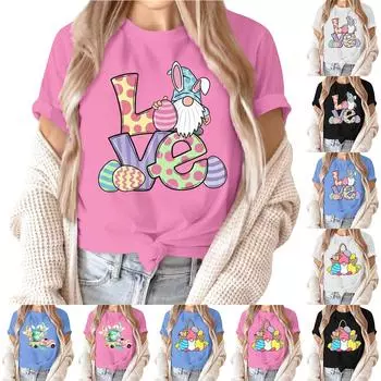 Женский топ с коротким рукавом и принтом на шее XXXL розовый