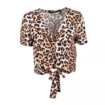 Женский топ с короткими рукавами и леопардовым бантом VERO MODA