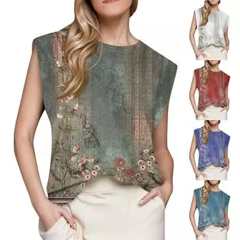 Женский топ с короткими рукавами, летняя майка с принтом, базовая футболка, повседневная свободная одежда L зелёный