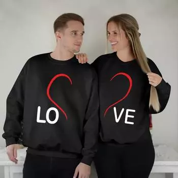 Женский топ с круглым вырезом и длинными рукавами, пуловер с принтом ко Дню святого Валентина, парная толстовка L чёрный