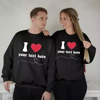 Женский топ с круглым вырезом и длинными рукавами, пуловер с принтом ко Дню святого Валентина, парная толстовка L чёрный