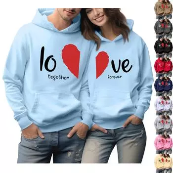 Женский топ с круглым вырезом и длинными рукавами, пуловер с принтом ко Дню святого Валентина, парная толстовка M коричневый