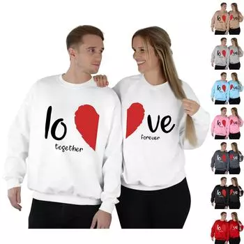 Женский топ с круглым вырезом и длинными рукавами, пуловер с принтом ко Дню святого Валентина, парная толстовка M чёрный