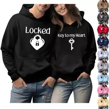 Женский топ с круглым вырезом и длинными рукавами, пуловер с принтом ко Дню святого Валентина, парная толстовка S