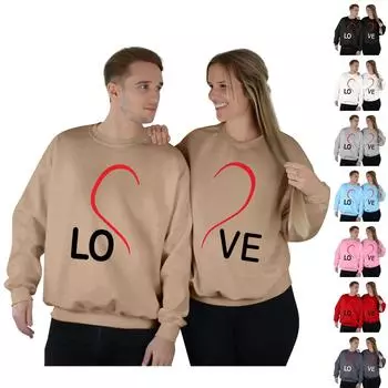 Женский топ с круглым вырезом и длинными рукавами, пуловер с принтом ко Дню святого Валентина, парная толстовка S