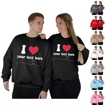 Женский топ с круглым вырезом и длинными рукавами, пуловер с принтом ко Дню святого Валентина, парная толстовка XXL чёрный