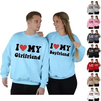 Женский топ с круглым вырезом и длинными рукавами, пуловер с принтом ко Дню святого Валентина, парная толстовка M