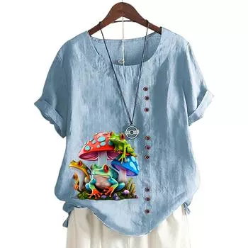 Женский топ с круглым вырезом и короткими рукавами, 11 ярких цветов и модный цветочный принт S белый