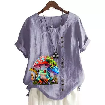 Женский топ с круглым вырезом и короткими рукавами, 11 ярких цветов и модный цветочный принт S белый