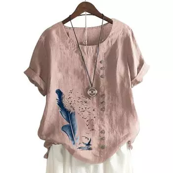 Женский топ с круглым вырезом и короткими рукавами, 11 ярких цветов и модный цветочный принт S кофейный