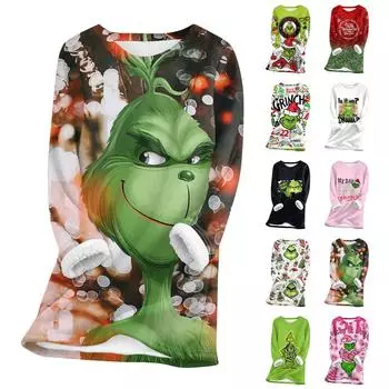 Женский топ с круглым вырезом и принтом из утолщенного плюша и кашемира, теплый длинный топ XXXL чёрный