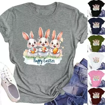 Женский топ с круглым вырезом, повседневный принт, футболка с короткими рукавами L армия зеленый