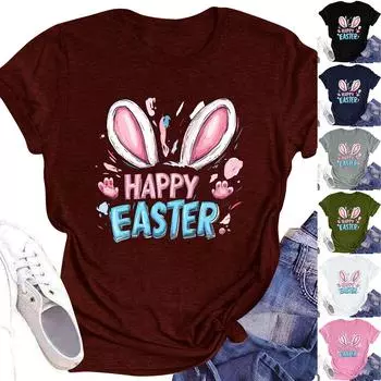 Женский топ с круглым вырезом, повседневный принт, футболка с короткими рукавами L армия зеленый