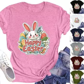 Женский топ с круглым вырезом, повседневный принт, футболка с короткими рукавами L армия зеленый