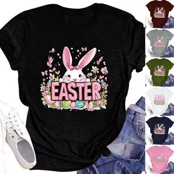 Женский топ с круглым вырезом, повседневный принт, футболка с короткими рукавами L армия зеленый