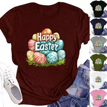 Женский топ с круглым вырезом, повседневный принт, футболка с короткими рукавами L армия зеленый