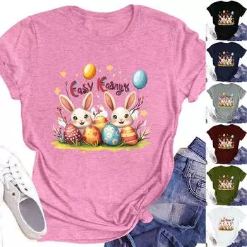 Женский топ с круглым вырезом, повседневный принт, футболка с короткими рукавами L армия зеленый