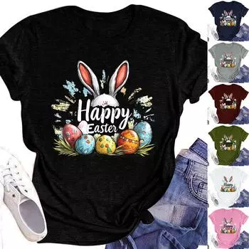 Женский топ с круглым вырезом, повседневный принт, футболка с короткими рукавами L армия зеленый