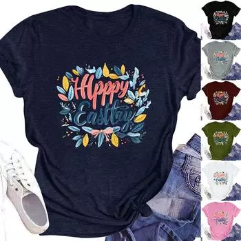 Женский топ с круглым вырезом, повседневный принт, футболка с короткими рукавами L армия зеленый